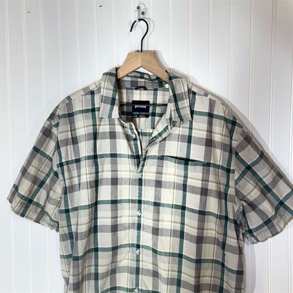 prAna XX-Large Plaid Organic Cotton Shirt Short Sleeve Eco Button Up Travel - Picture 3 of 5